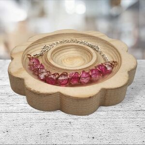 Handmade Wire-wrapped Adjustable Pink Beaded Bracelet